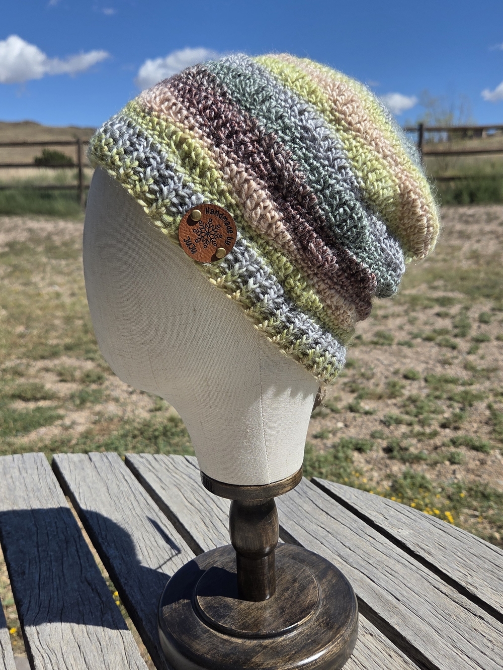 Artisan Handmade Lightweight Merino Wool Blend "Fairy Rings" Crochet Boho Beanie